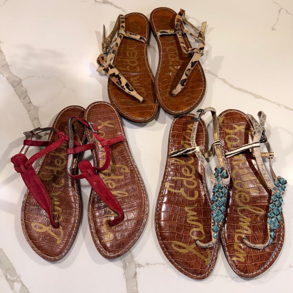 Sam Edelman Sandals - Red, Leopard, and Blue